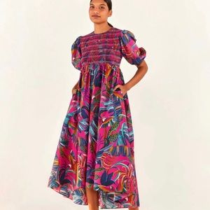 FARM Rio Macaws Smocked Dress